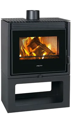 Image de Poêle à bois Prity PM-TV avec grande vitre 13kW chauffage au bois