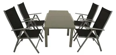 Produktbild von 5-teilige Garnitur 70/140 x 75 x 70 cm Aluminium Textilgewebe Glas Anthrazit