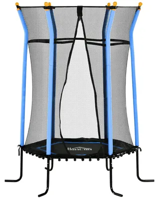 Produktbild von Kinder Trampolin Ø163,5 cm, Indoor Trampolin mit Sicherheitsnetz Randabdeckung Gummiseil, Kindertrampolin bis 50 kg, für Kinder 3-10 Jahre Blau