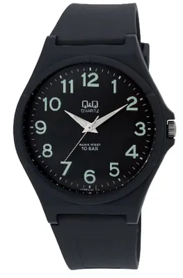 Produktbild von Q&Q Silikonuhr für Herren, 10 ATM, schwarz/grün