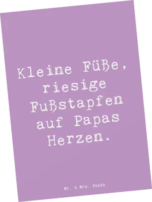 Produktbild von Mr. & Mrs. Panda Postkarte Spruch Baby Herzabdrücke - Lavendeltraum - Geschenk, Papa, Ansichtskarte, Familienleben, emotionale Bindung, Neugeborenes, Postkarten, Jubiläen
