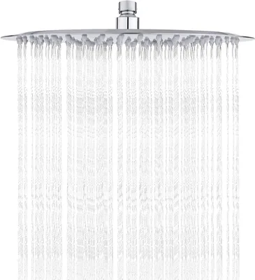 Productafbeelding van PromoHome® Douchekop van roestvrij staal – Ronde douchekop, 30 cm, chroom, met universele aansluiting