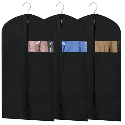 Image de Housses de protection pour vêtements - Lot de 3 - Sacs pour costumes - Pour un rangement sans poussière - 60 x 100 cm
