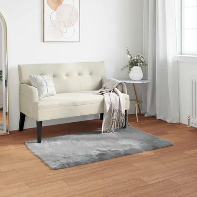 Produktbild von vidaXL Teppich aus Kunstschaffell TAFALLA Grau 60 x 110 cm Polyester