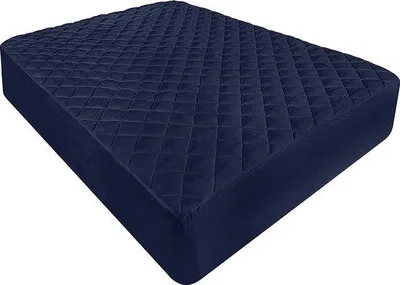 Immagine prodotto di Coprimaterasso imbottito Unyqoos® 90 x 200 cm – rivestimento in microfibra morbida, bordi elastici fino a 30 cm, non impermeabile, colore blu navy