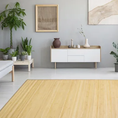Produktbild von Homestyle4u 201, Bambusový koberec Light Bamboo Mat Non-slip Natural 200 x 200