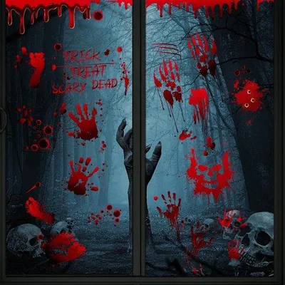 Obrázok produktu pre Halloweenské dekoratívne nálepky – krvavé nálepky na stenu, 9 kusov