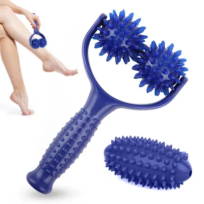 Produktbild von Massage-Roller mit Griff, austauschbar, inkl. 3 Noppen-Massagebälle, für Beine, Füße, Schultern, Rücken, Arme & Hände, Faszienmassage