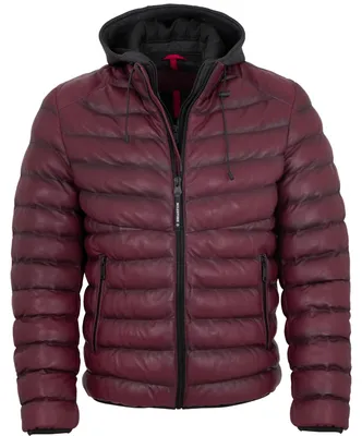 Produktbild von Milestone - Herren Echtleder Lederjacke Steppjacke Lammnappa Kapuze bordeaux