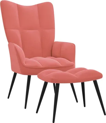 Image de vidaXL Fauteuil relax avec pouf rose velours