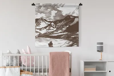 Produktbild von MuchoWow® Wandteppich Wandbehang Berg - Meer - Strand 90x90 cm Tapisserie Dekoration Wandtuch - Wandaufhänger