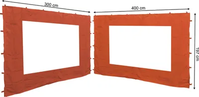 Produktbild von 2 Seitenteile mit PE Fenster 300/400x197cm für Rank Pavillon 3x4m Seitenwand Terra / Rotorange RAL 2001