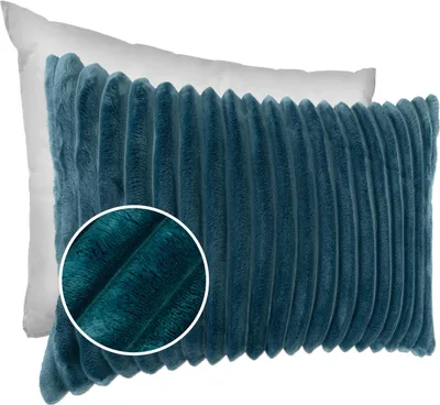 Produktbild von Dekokissen LILLI BIG CORD Velour mit Reißverschluss 30x50cm Einfarbig UNI Türkis Sofakissen pflegeleicht