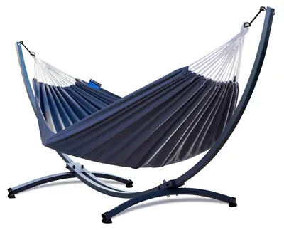 Produktbild von Potenza Outdoor Hängematte mit Gestell für 2 Personen I Baumwolle Doppelhängematte XXL 220x160, 200kg I Hängemattengestell 220kg, wetterfest