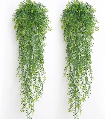 Productafbeelding van 2 kunstplanten, hangplanten, kunstmatige klimopkrans voor slaapkamer, keuken, woonkamer, badkamer, balkon, kantoor, vensterbank