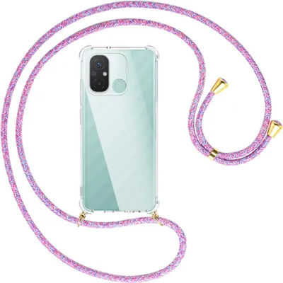 Produktbild von Handykette Backcover-Schutzhülle mit Band (Metall goldfarben) für Xiaomi Redmi 12C (6.71'') - lila/rosa/blau