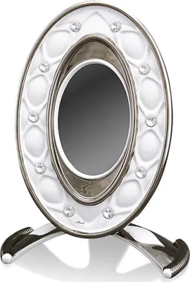 Produktbild von Casa Padrino Barock Bilderrahmen Weiß / Silber 26 x 16 x H. 36 cm - Prunkvoller Keramik Bilderrahmen mit Swarovski Kristallglas