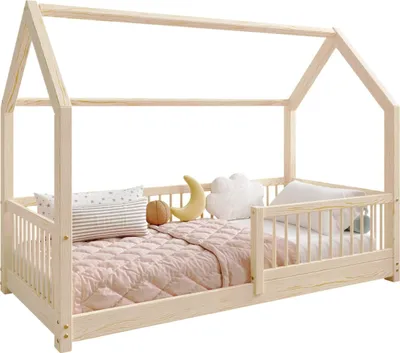 Obrázek produktu pro TIMBEE ZOJA domeček postel dětská postel dřevo postel do dětského pokoje - nelakovaná - 90x180 - 3cm nohy