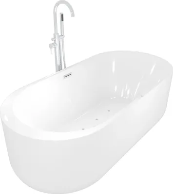 Produktbild von freistehende Badewanne Wanne Whirlpool F16 170x80cm mit Luftmassage mit Armatur AF02