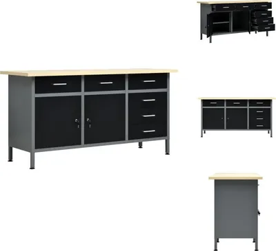 Zdjęcie produktu dla vidaXL Stół warsztatowy czarny 160 x 60 x 85 cm stal - Stoły warsztatowe