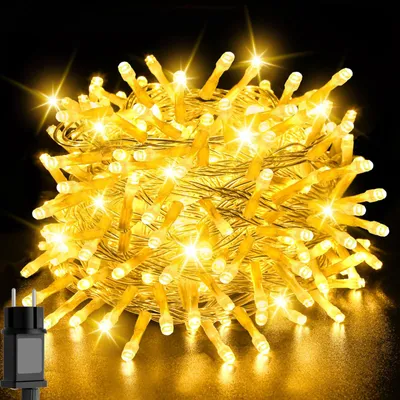 Lichtschnur 20 m, 200 LEDs, warmweiß, IP44, Timer, 8 Modi