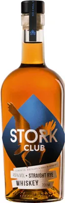A bottle of Stork Club Straight Rye Whiskey.