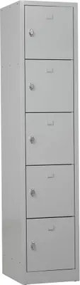 Produktbild von Gürkan Schließfachschrank lichtgrau 110079, 5 Schließfächer 41,0 x 45,0 x 190,0 cm