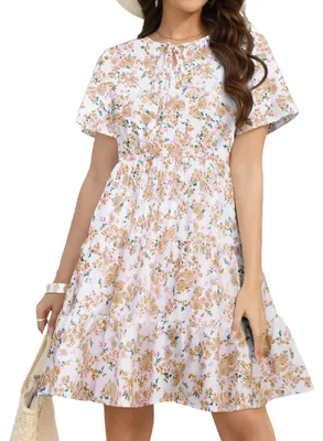Productafbeelding van Modieuze damesjurk met bloemenprint en hoge taille