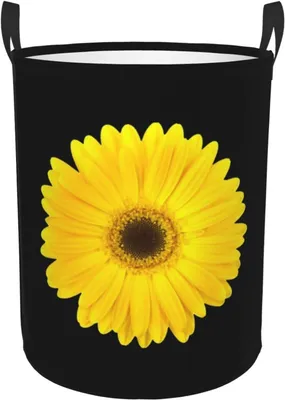 Produktbild von Tragbarer Wäschekorb mit gelber Blume, 40 x 50 cm, für Kinderzimmer, Badezimmer und Zuhause