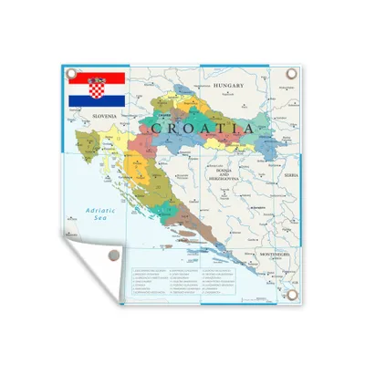 Obrázek produktu pro MuchoWow® Zahradní plakáty - Podrobná mapa Chorvatska se sousedními zeměmi - 200x200 cm - Zahradní dekorace
