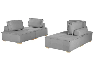 Produktbild von BELIANI Modulares Sofa Set Grau Polsterbezug Gesteppt 4-Sitzer Couchgarnitur aus Verschiedenen Elementen zwei 2-Sitzer-Sofas mit Kissen Modern Skandi