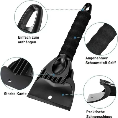 Imagen del producto de Kit 2 en 1 para quitar hielo, fabricado en plástico resistente, con cepillo, para parabrisas de automóviles