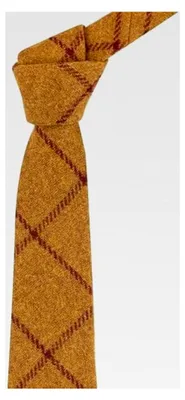 Produktbild von Krawatte aus Tweed, kariert, dunkles Senfgelb