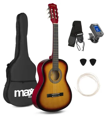 Zdjęcie produktu dla Gitara akustyczna dla dzieci 3/4 - Nylonowe struny - Sunburst - Zestaw startowy