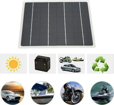 Imagen del producto de Cargador solar portátil de 10W para vehículos recreativos, con accesorios y dos puertos USB para el automóvil