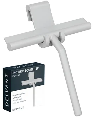 Produktbild von DELVANT SQUE – Silikon-Duschwischersaugfuß, grau, mit Halterung