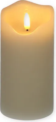 Produktbild von LED Echtwachskerze mit Timer Echtwachs Kerze Creme Weiß Batterie Flackereffekt beweglicher Flamme flammenlose Kerze batteriebetrieben 7,5 x 15 cm