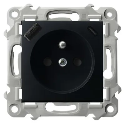 Produktbild von Ospel Szafir Steckdose Schwarz USB Ladegerät GP-1ZZPUSBAC/m/33