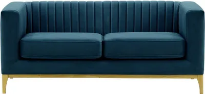Produktbild von SLF24 - Zweisitzer-Sofa Slender Wood - blau - Velluto 11