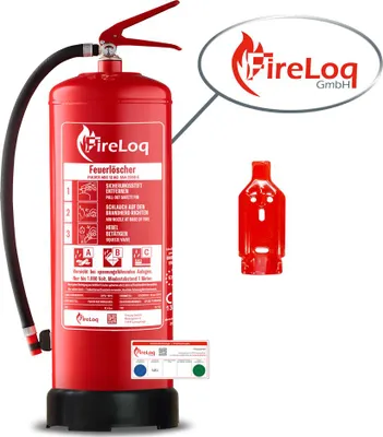 Produktbild von FireLoq 12kg Pulver Feuerlöscher für Brandklasse ABC mit 55A | 233B | C ergibt 15 LE Dauerdruck inkl. Prüfnachweis,Wandhalter und Manometer