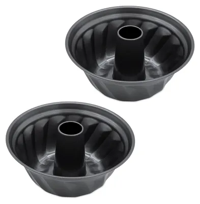 Obrázek produktu pro 1.07 Bábovka v sadě 2 kusů - cca Ø 26 cm x 10 cm - nepřilnavá forma na pečení v tmavě šedé barvě (bábovka 2 kusy)