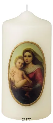 Produktbild von Marienkerze Stumpenkerze Madonna mit Kind 15 x 7 cm