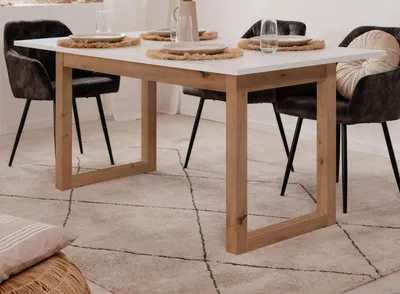 Produktbild von Esstisch "Malta" in weiß und Artisan Eiche ausziehbar 160 / 200 x 90 cm