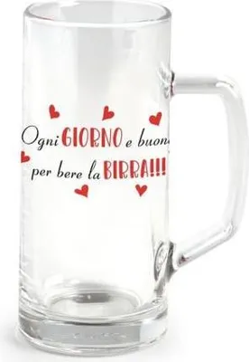 Immagine prodotto di Bicchiere birra con manico 40 cl con scritta ogni giorno è buono per bere la birra
