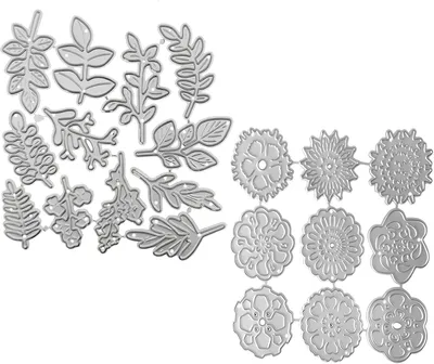 Imagen del producto de Plantillas para troquelar, 2 unidades, con motivos florales y de hojas, ideales para scrapbooking y para decorar tarjetas