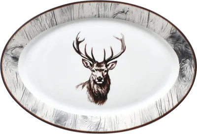 Zdjęcie produktu dla Alois talerz do serwowania owalny porcelanowy 35,5x24,3 cm talerz do serwowania z jeleniem