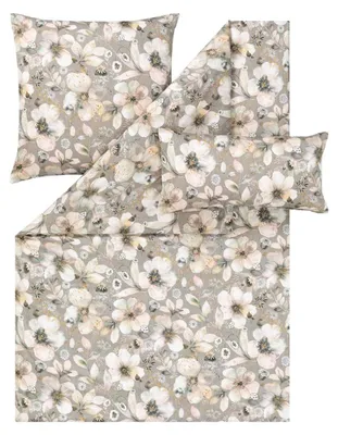 Produktbild von Estella Schweizer Premium Satin Bettwäsche 135x200 Ilona kiesel Blumen 2032-800