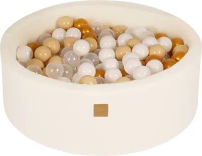 Produktbild von MeowBaby Boucle Weiss Bällebad rund 90x30cm, bälle: Gold/Beige/Weiss/Transparent