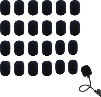 Produktbild von 24 Stück Popschutz Mikrofon,Mikrofon Windschutz,Lavalier Windschutz für Mikrofon und Headset aus Schaumstoff, Mini-Mikrofon Headset Windschutzscheibe für Unterricht Bühnenperformance Treffen