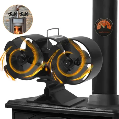 Immagine prodotto di SWANEW Ventilatore elettrico per stufa Altri accessori per caminetti Ventilatore a 8 pale con termometro